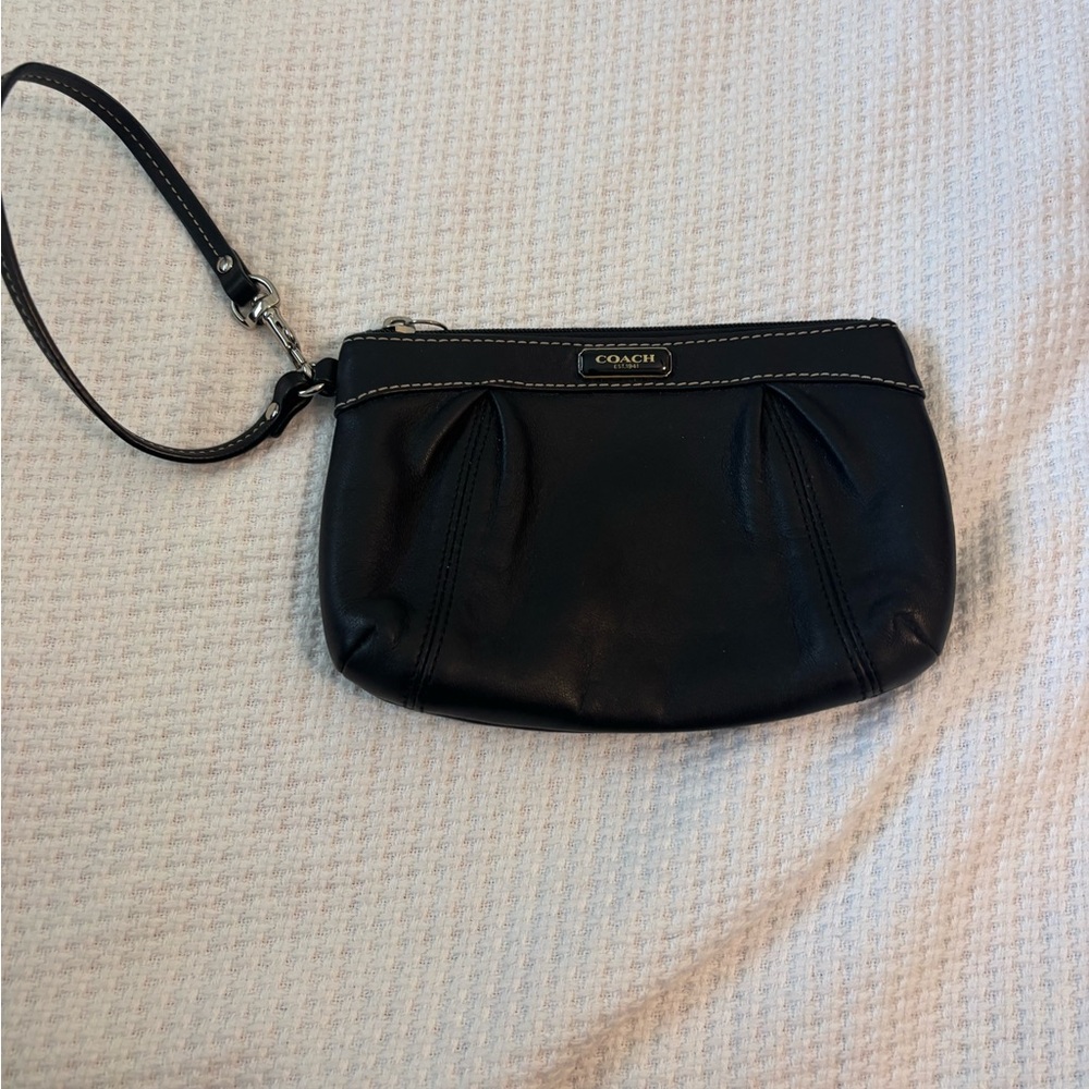 Coach Black Clutch Wristlet with Ruched Design
